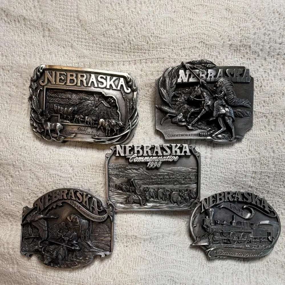 5 Nebraska Commemorative Belt Buckle 1984 1988 1994 1997 1998 Matching #420/1000